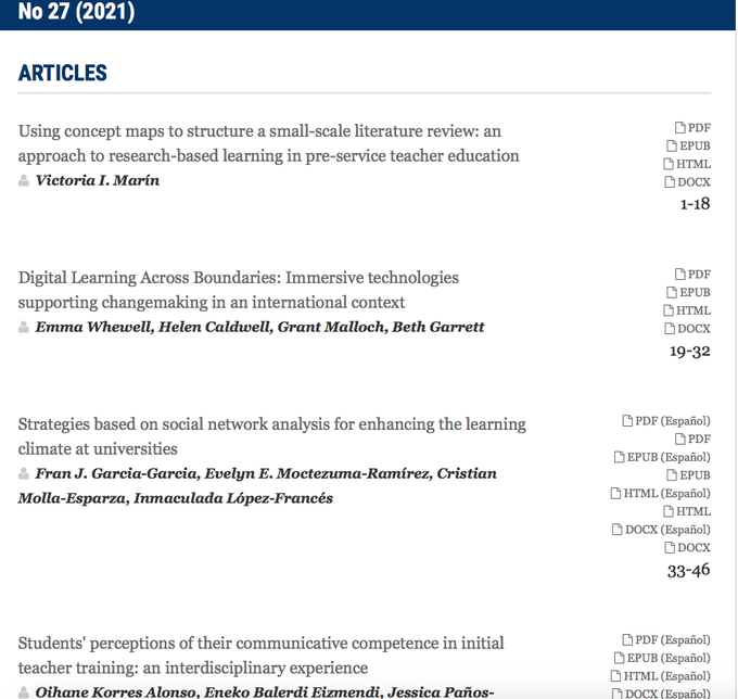 screen shot of journal contents page
