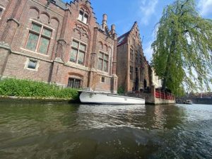 on the boat trip in Bruges