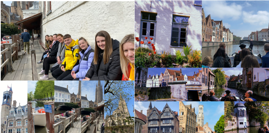 a pic collage of scenes from a visit to Bruges