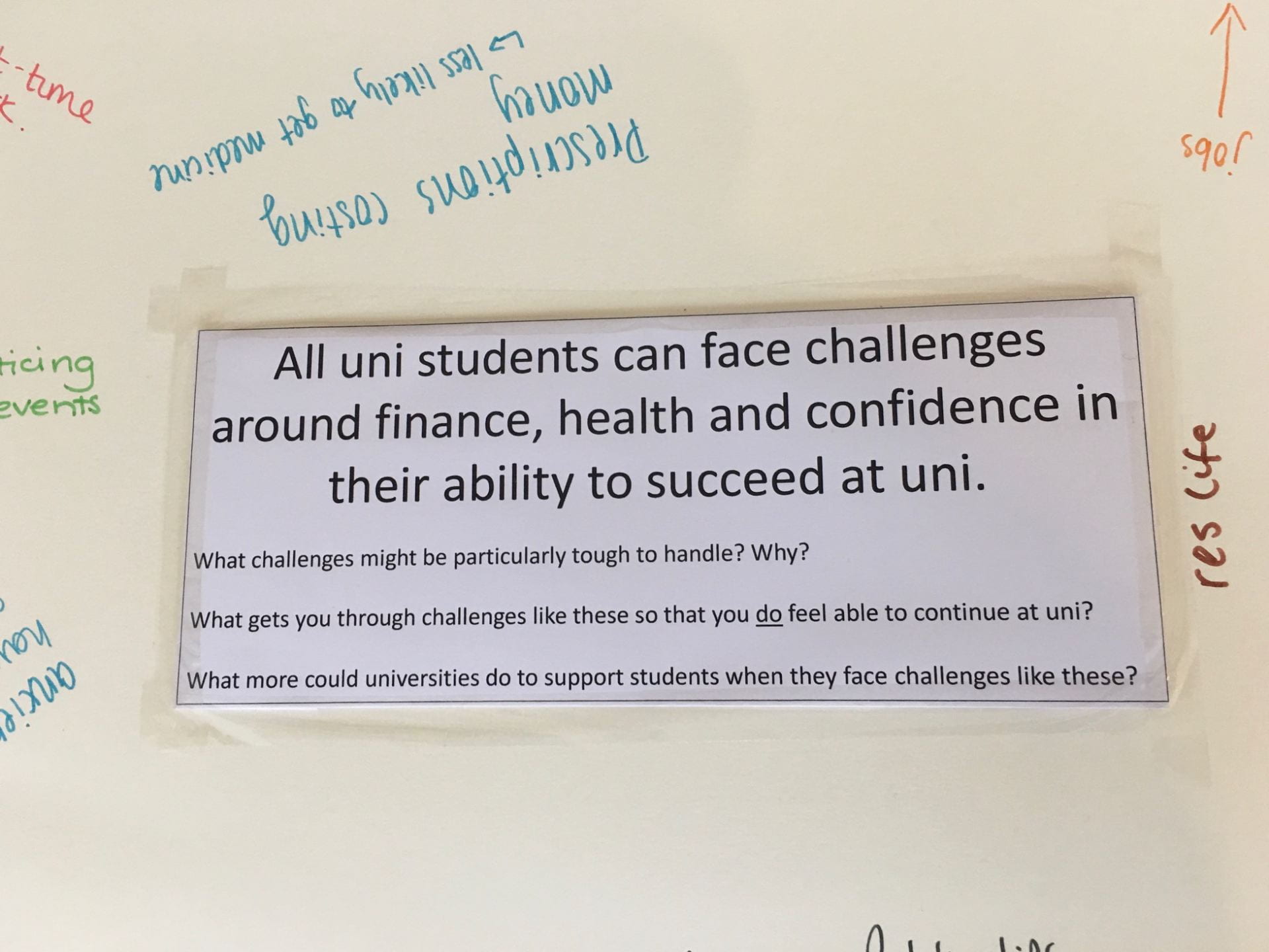 Prompt for student discussion around toughest challenges to face